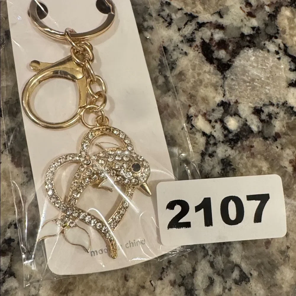 2107 Rhinestone Dolphin Key Ring, Bag Charm